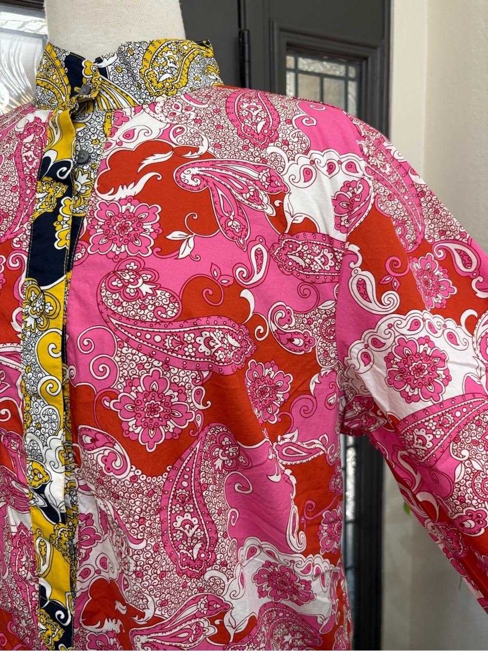 J. Crew Band Collar  Cotton Poplin Popover Tunic in Vintage Paisley - Picture 5 of 10